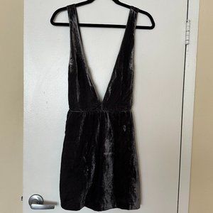 Free People - Grey Velvet Plunge Mini Dress/Jumper - Size M